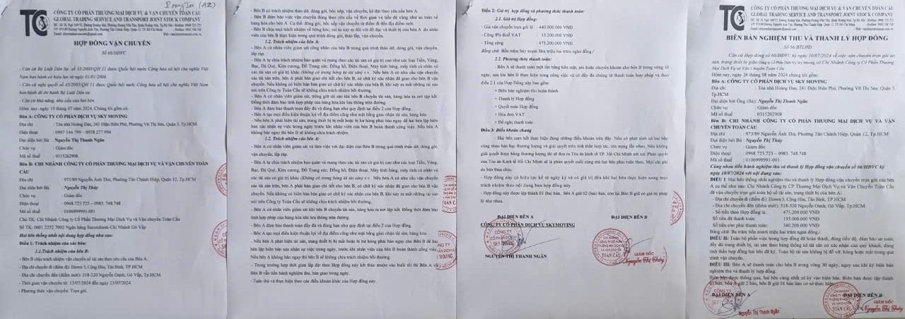 ký kết hợp đồng vận chuyển
